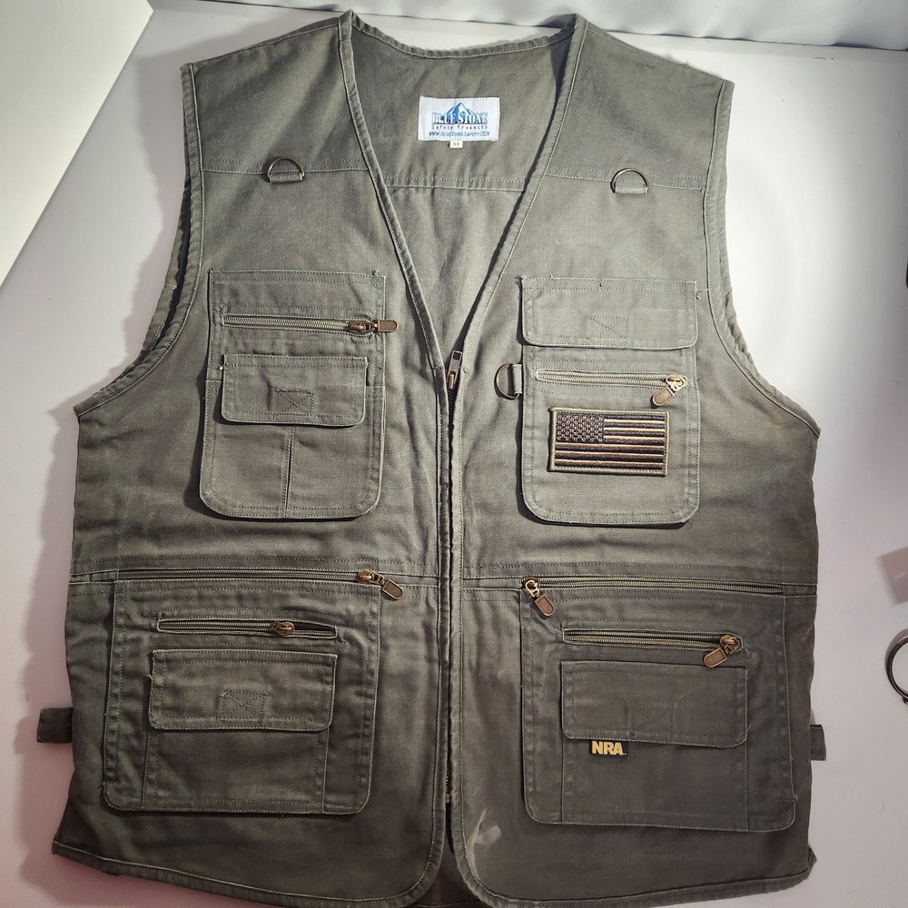 Blue Stone Conceal Carry Olive Green‎ Tactical Vest-Size Med W/NRA On Pocket